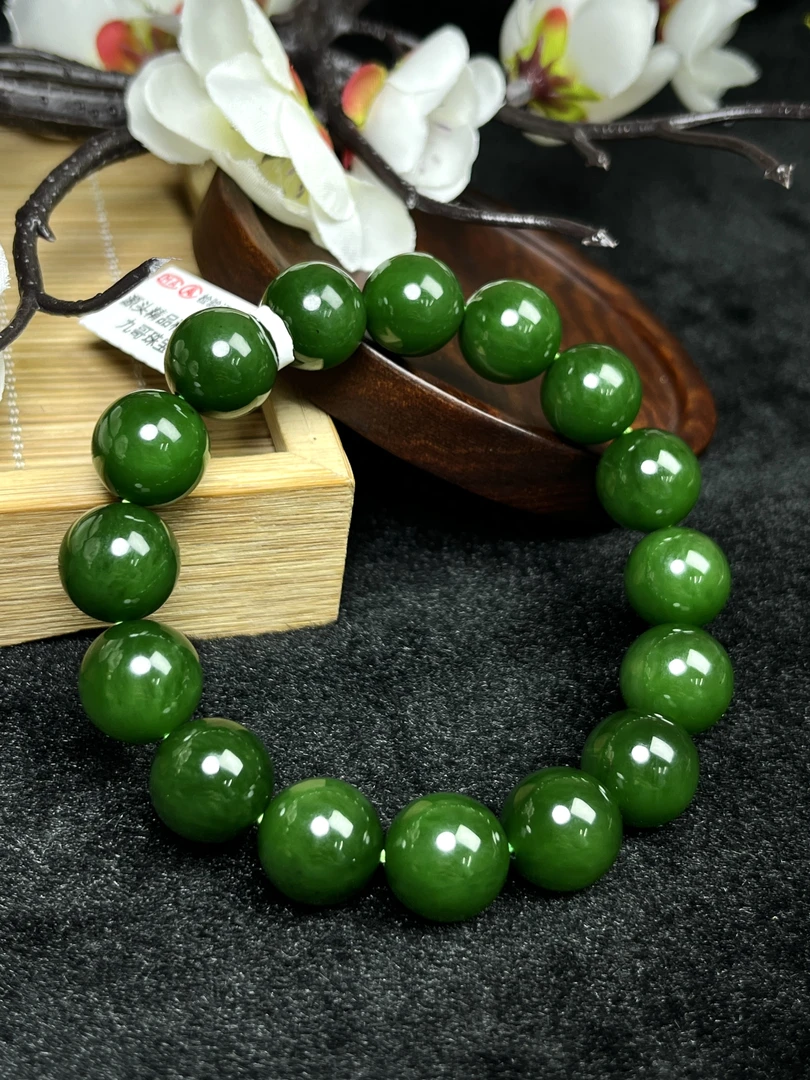 【九哥珠宝SC155-1】 和田玉碧玉手串红皮老料13MM 多样性发一件