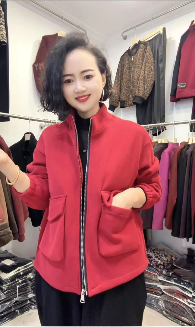 宽松宽松型拉链短外套休闲网红加女装短款夹克