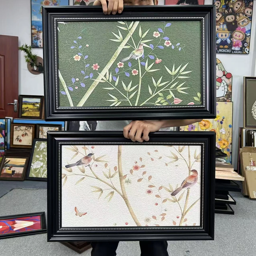 法式风格风花鸟竹子装饰画可用于玄关书房餐厅装饰4060