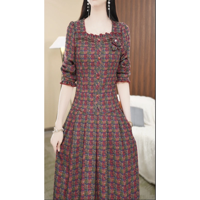 【两件套】洋气显瘦减龄设计感方领两件套裙M-4XL