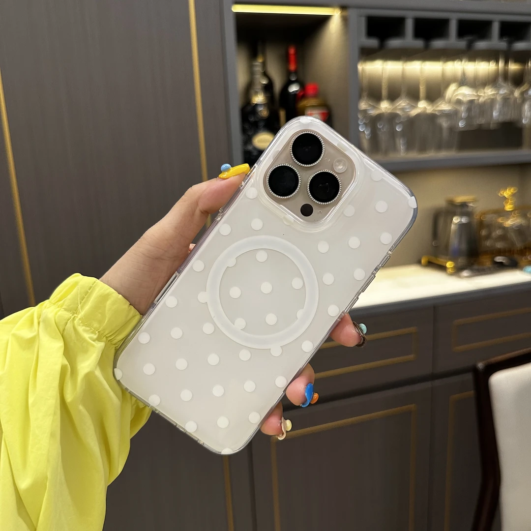 【IMD系列】波点春夏款磁吸壳/支架苹果手机壳iPhone14/16硬背软边