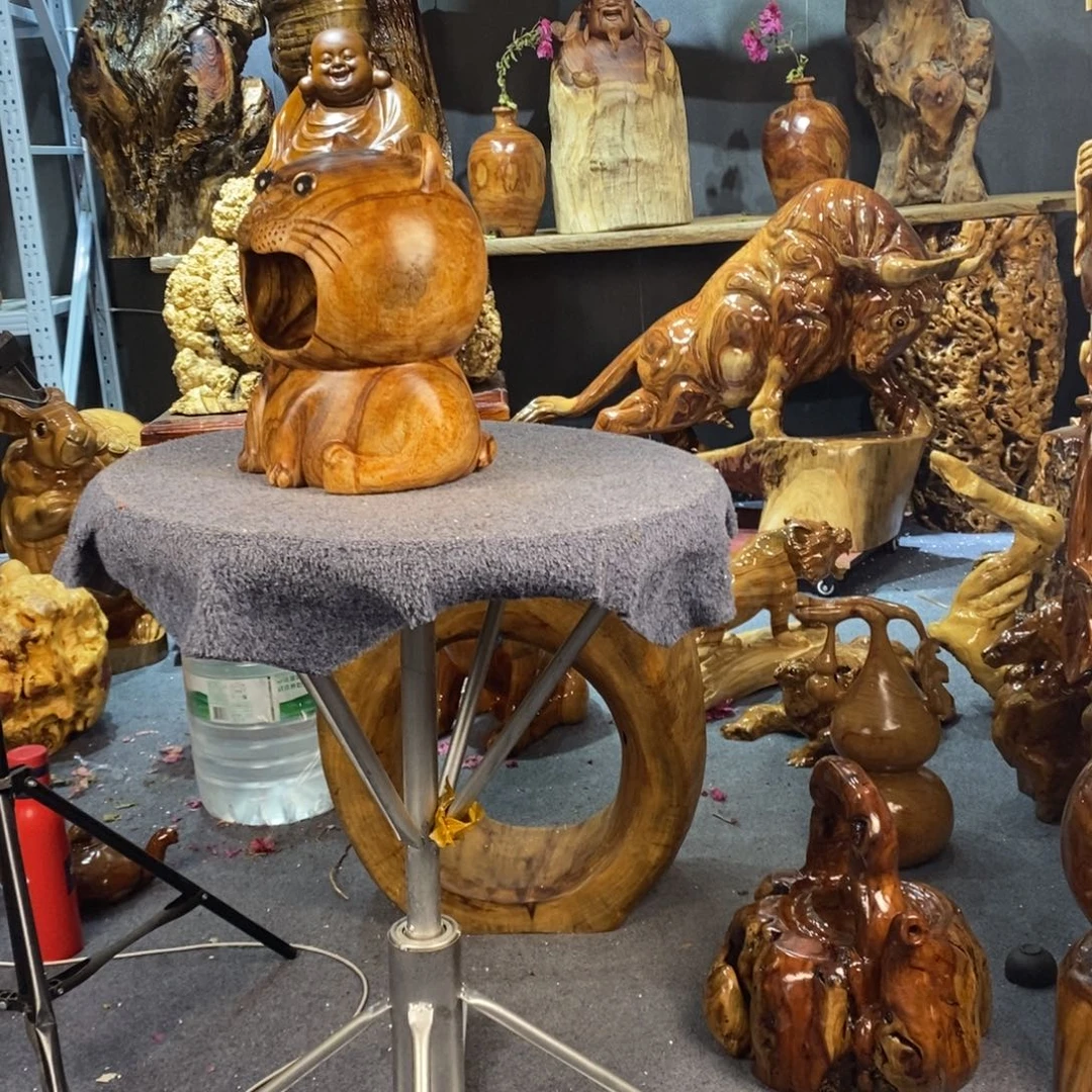 x***5木木雕摆件大嘴猫香樟木