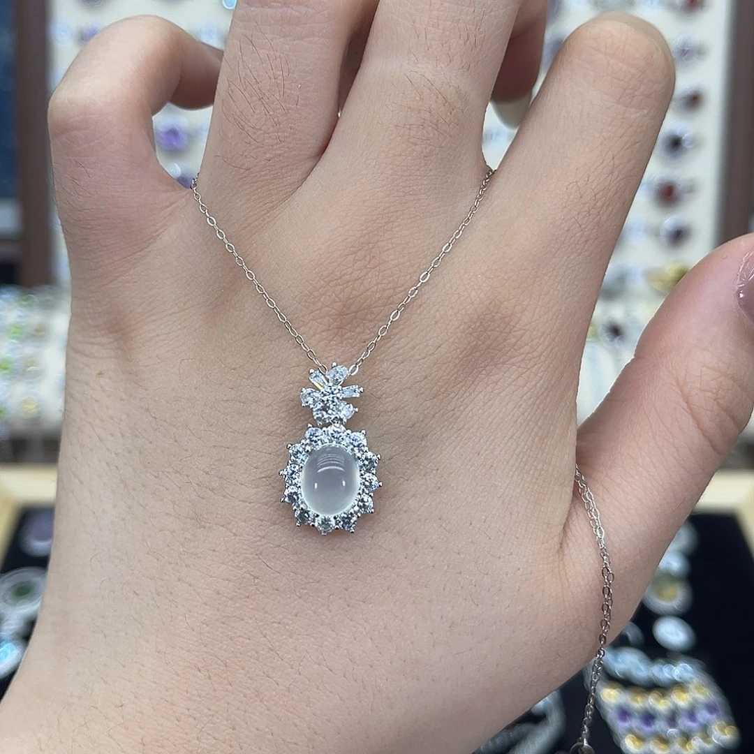 岫玉银S925镶嵌颈饰