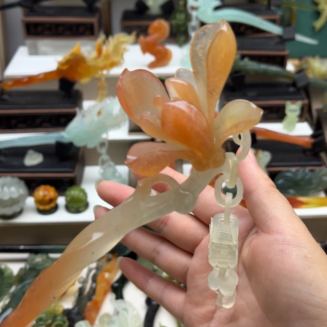 蛇纹石玉未镶嵌岫玉发簪