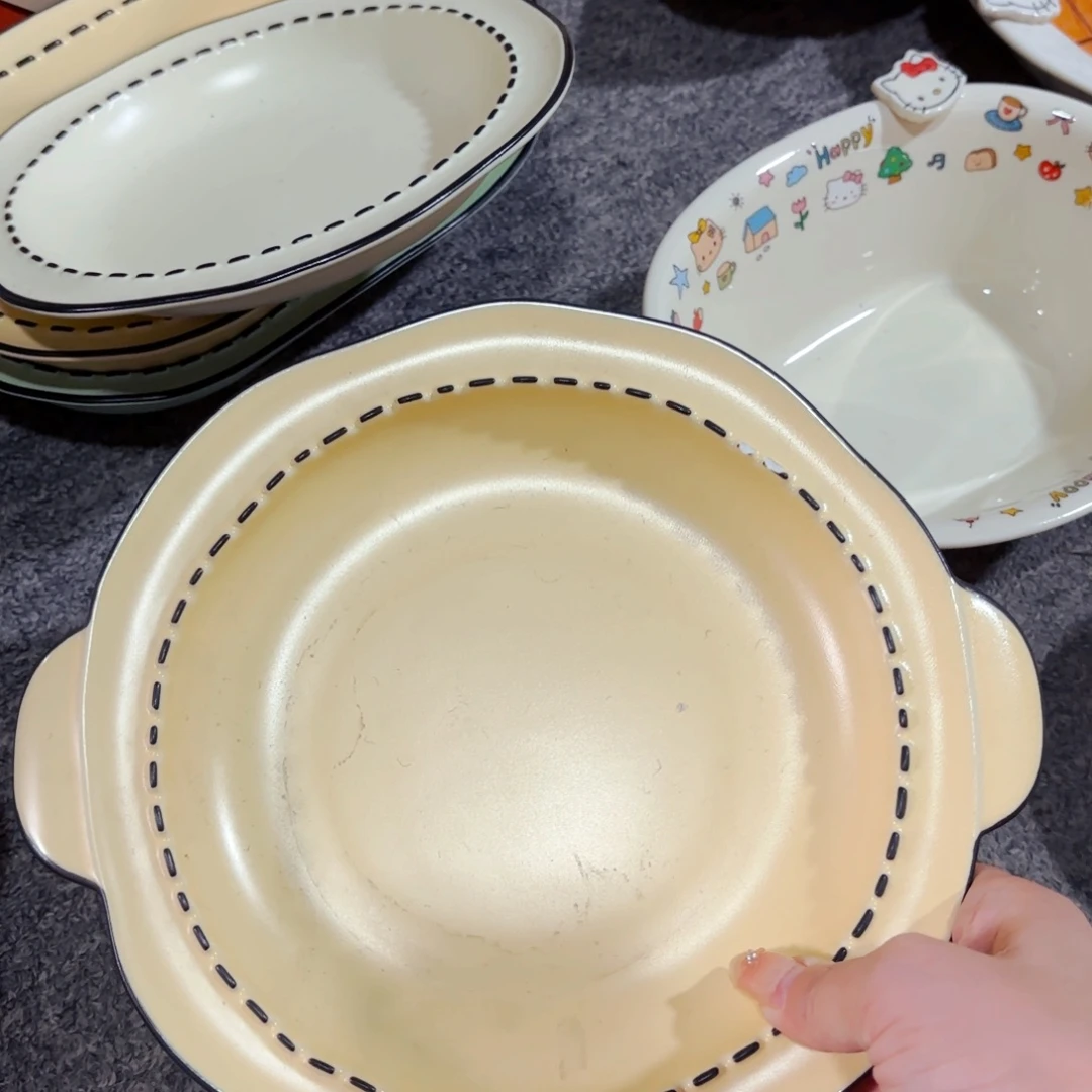陶瓷木兰溪八寸餐盘双耳