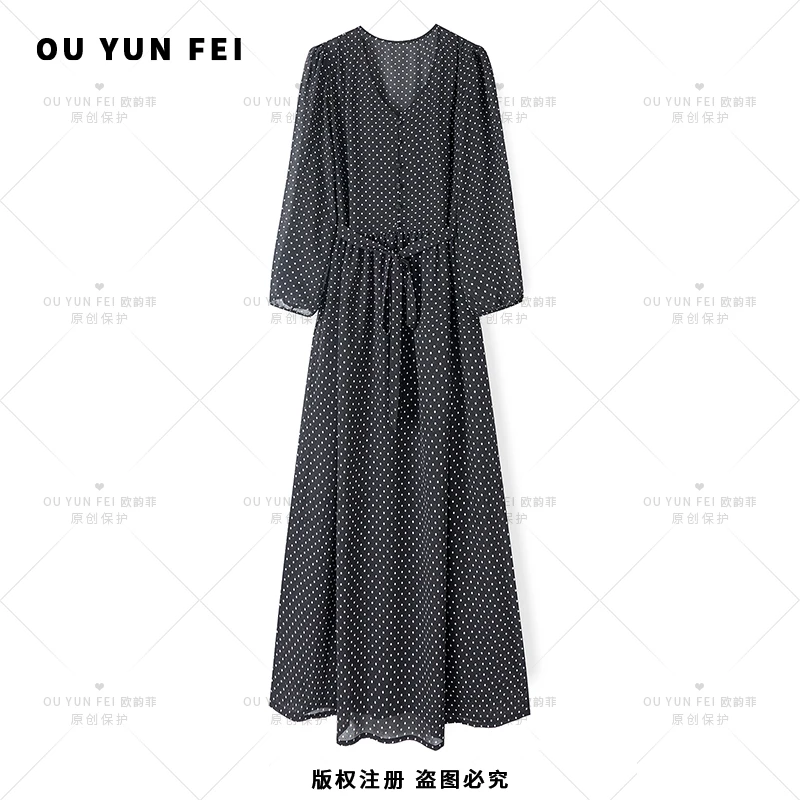 【黎姿同款】连衣裙女新款显瘦穿搭时尚洋气印花长裙XY1000