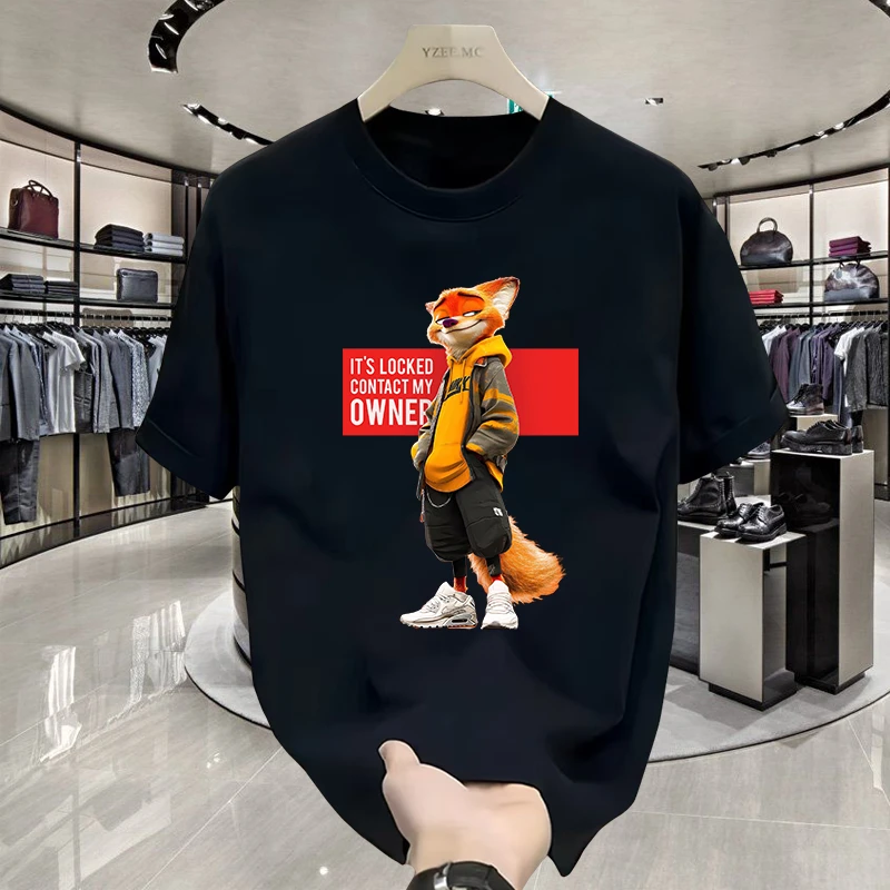 夏季新款纯棉2025时尚大码印花短袖休闲T恤半袖圆领宽松男款男士