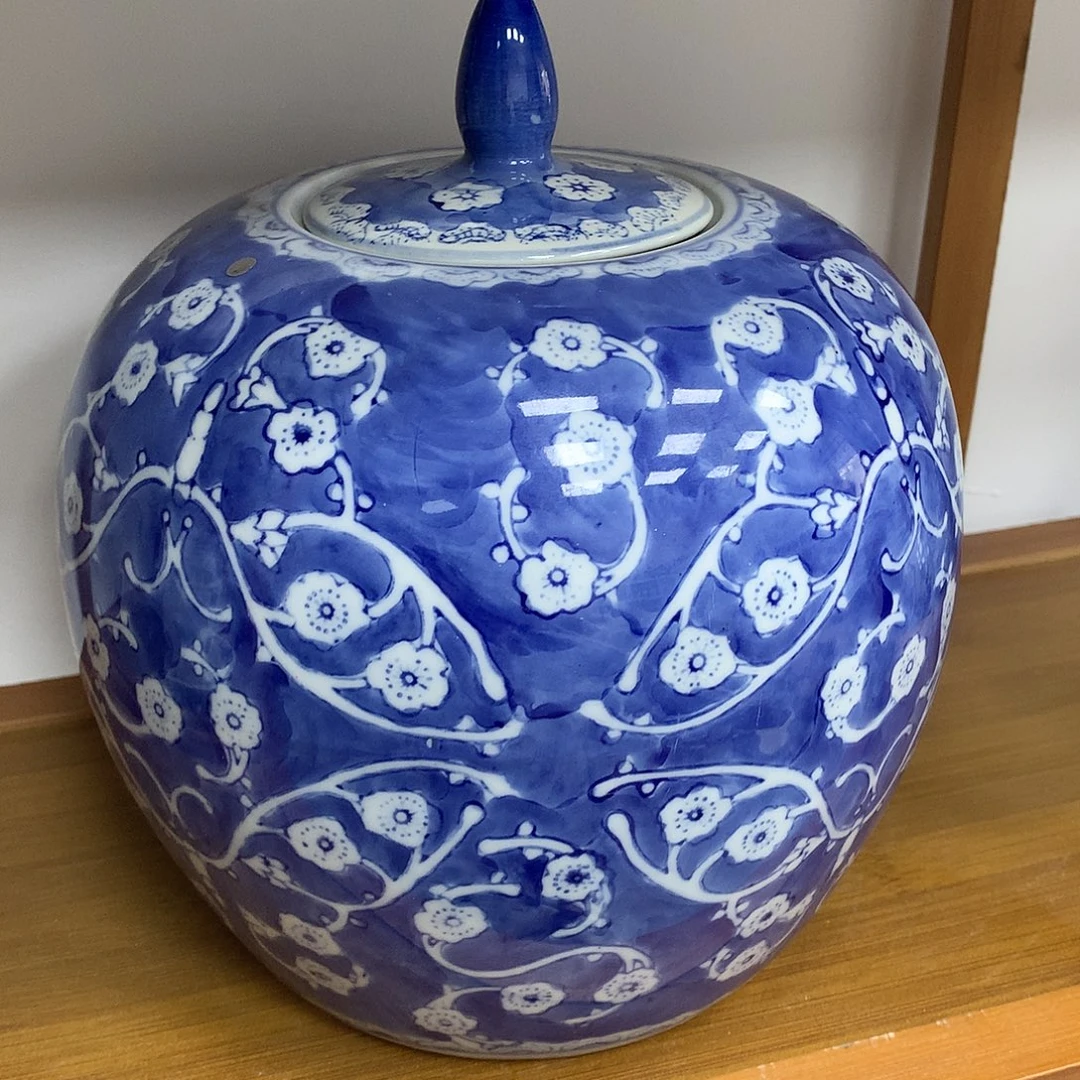 茶叶罐80年代手绘冰梅00000