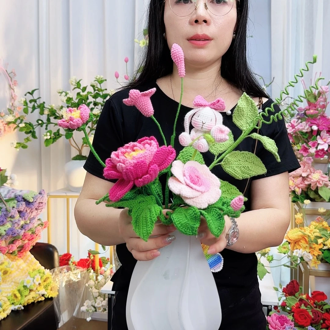 莱赛尔纤维棉手工钩织花束