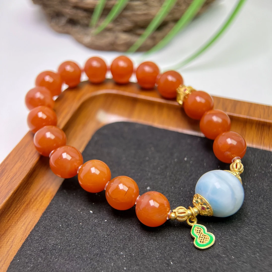 南红DIY海纹石手串 FX-5700-5