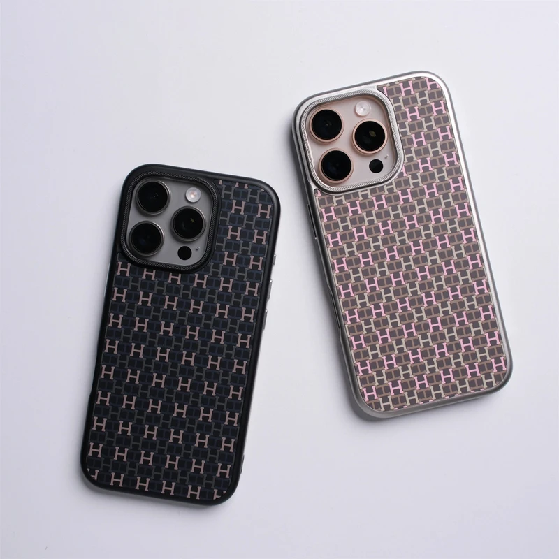 复古个性H纹苹果16promax磁吸手机壳iphone15时尚防摔14/13