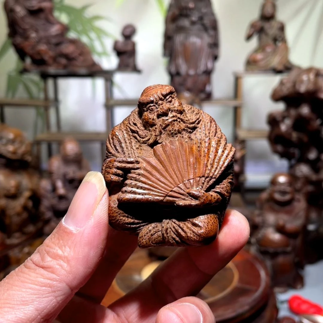 竹竹根雕，钟馗，手把剑