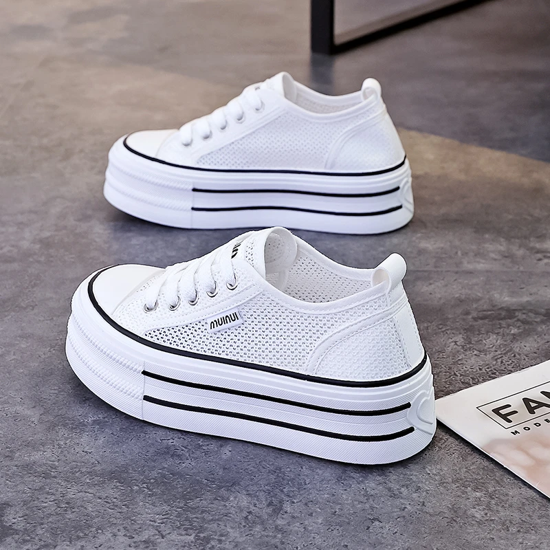 2025夏季爆款透气网面女鞋ins潮流休闲鞋时尚百搭厚底运动板鞋