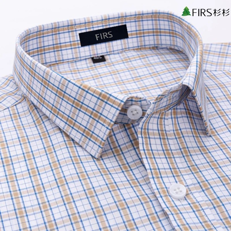 【纯棉】杉杉2025新款免烫易打理男士短袖衬衫夏季休闲商务格子衬衣