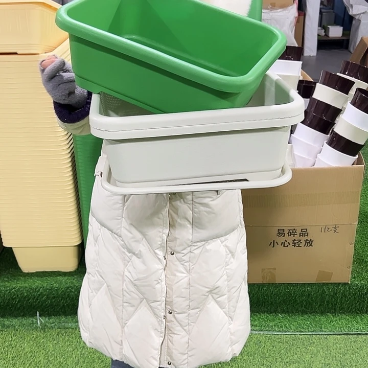 特价方菜盆长38宽28高15米色带托3只