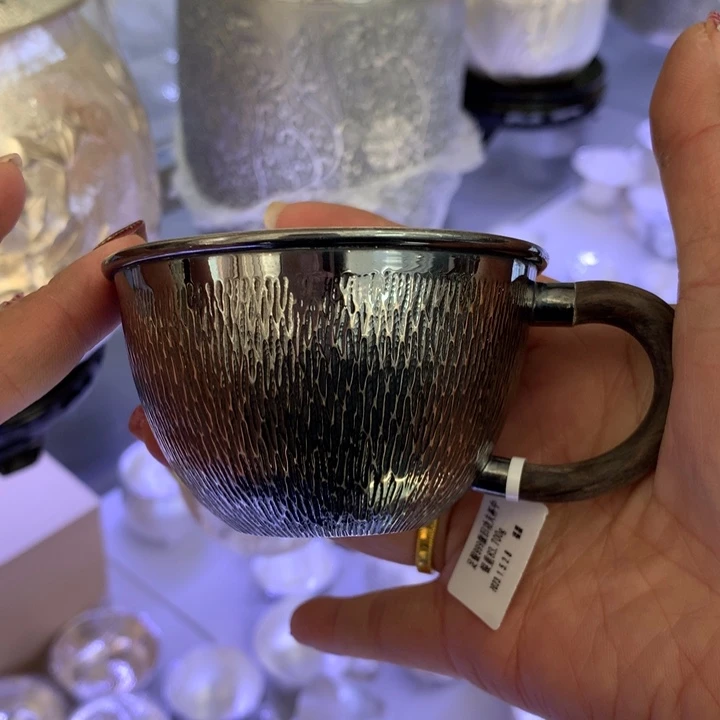 足银999树皮纹做旧主人杯130容量