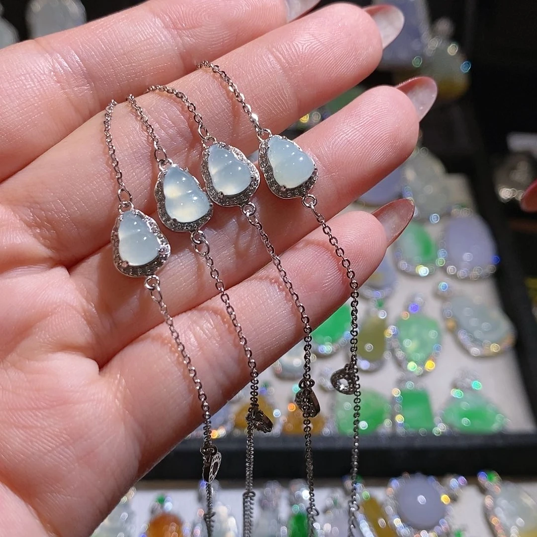 翡翠银S925镶嵌颈饰天然翡翠