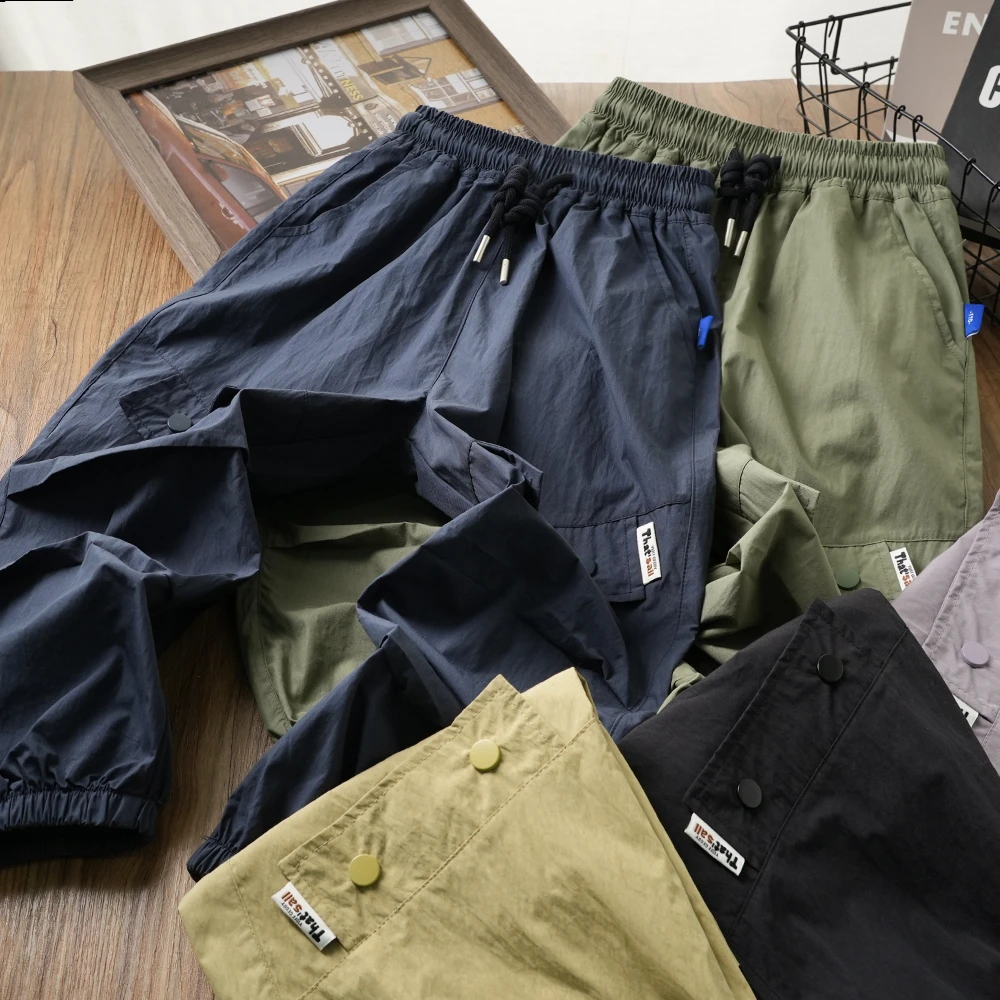 男童夏季新款百搭捏褶休闲工装裤儿童抽绳帅气裤子2316