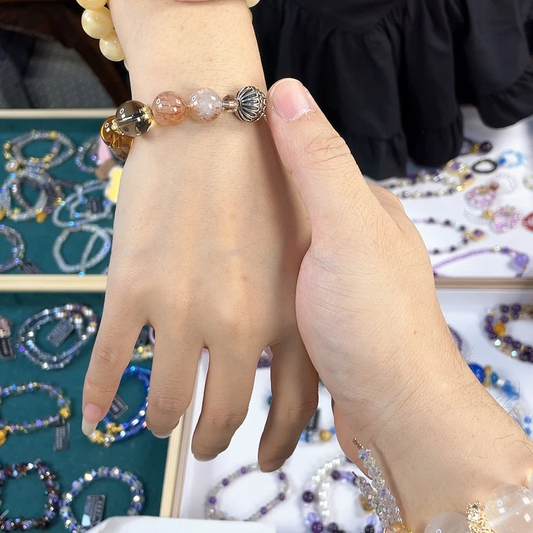 水晶手链银S925镀金镶嵌