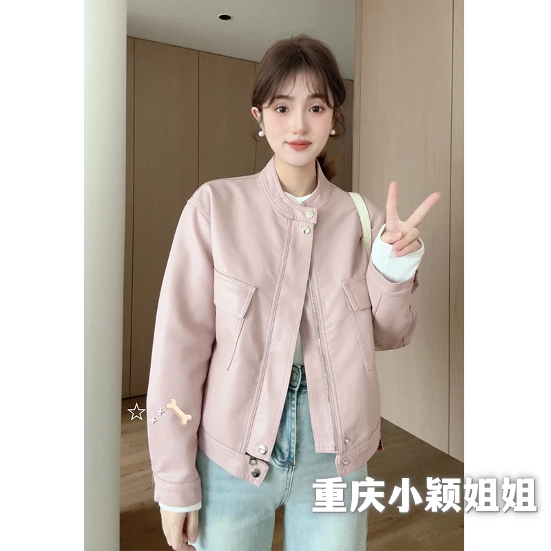 现货 新款 休闲小皮衣 外套女 宽松显瘦机车服时尚短款洋气百搭
