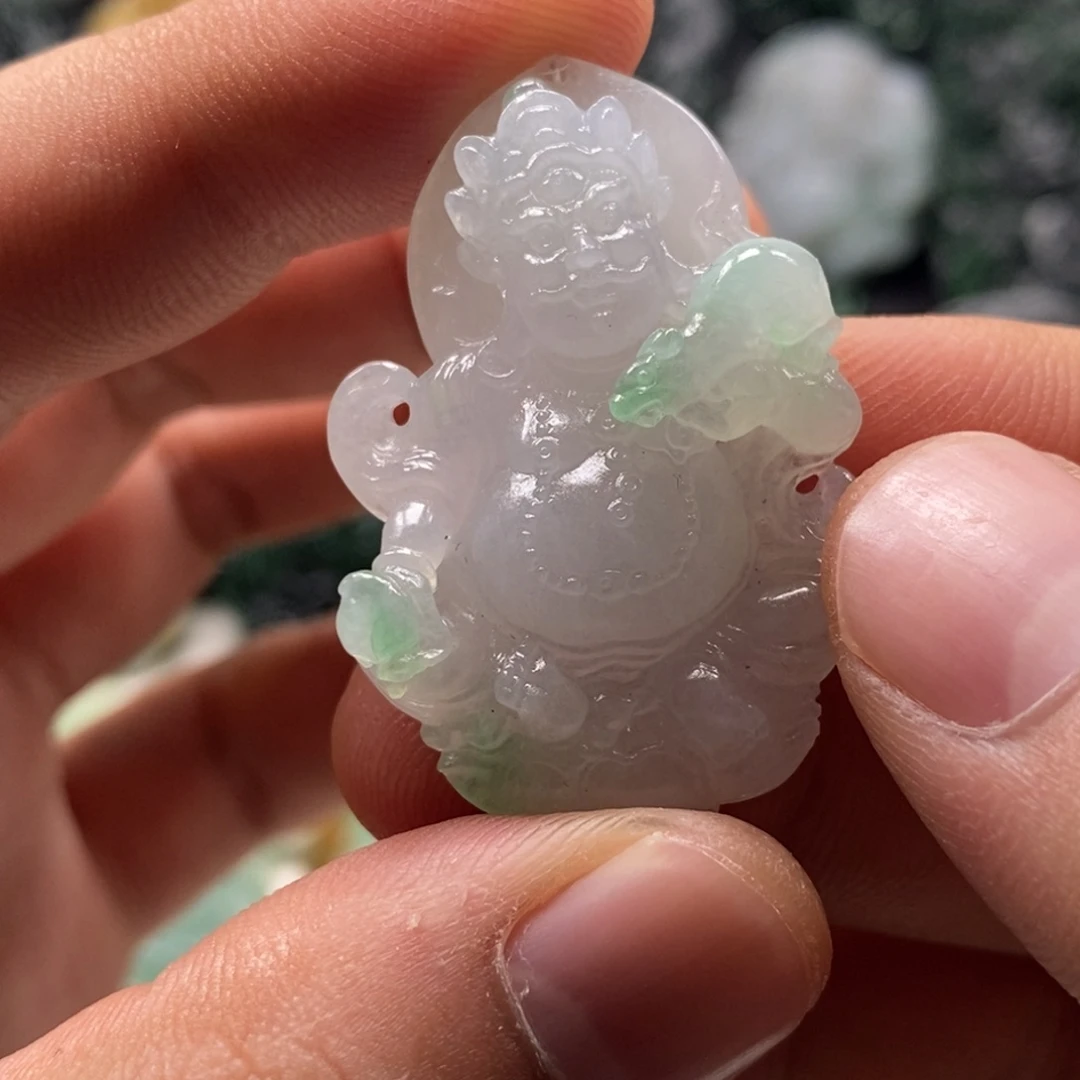 定制翡翠未镶嵌天然翡翠A货黄财神