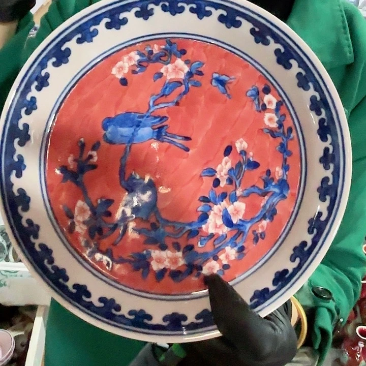 其他陶景德镇高温陶瓷喜上眉梢红希希盘