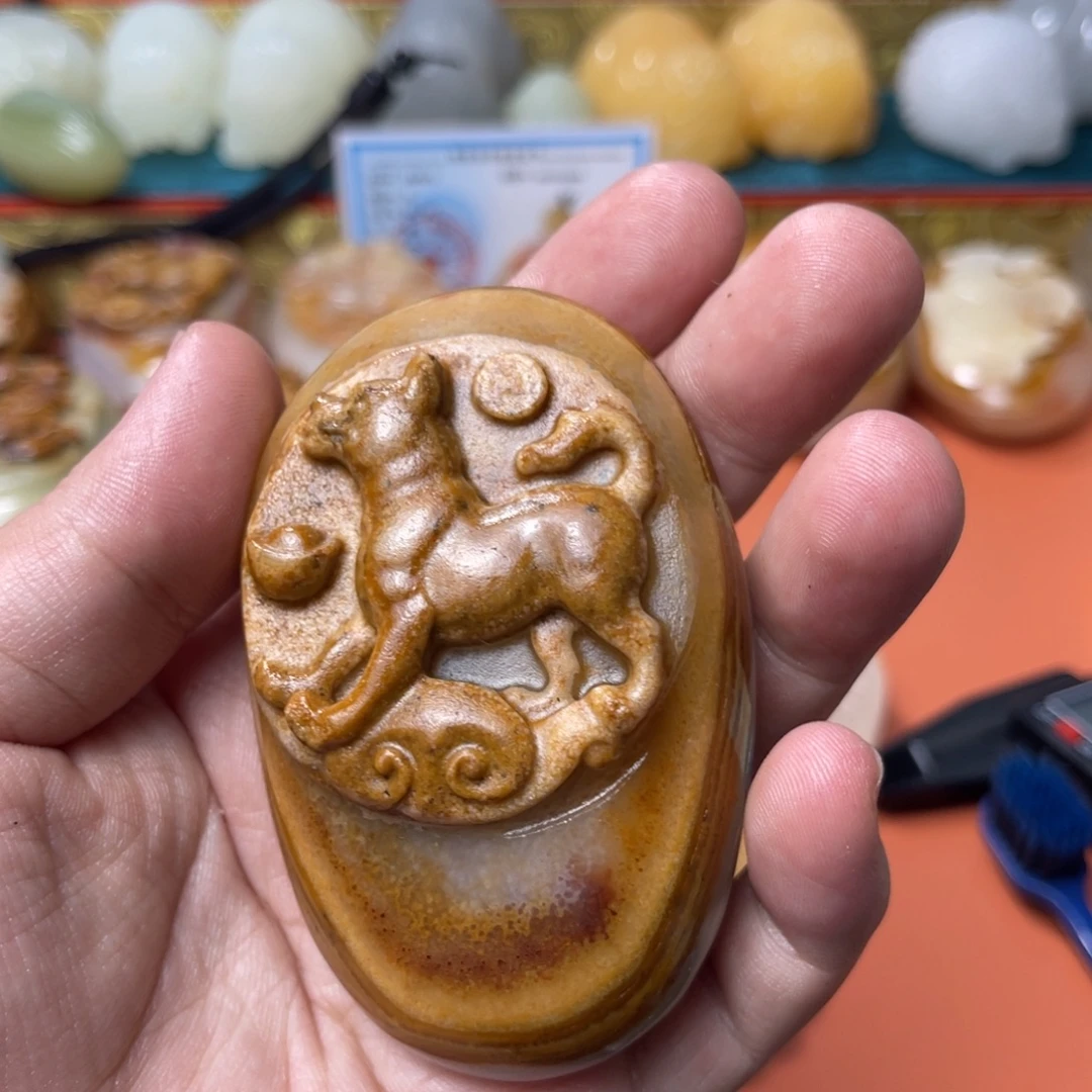 老***丁石材天然方解石手把件不退换