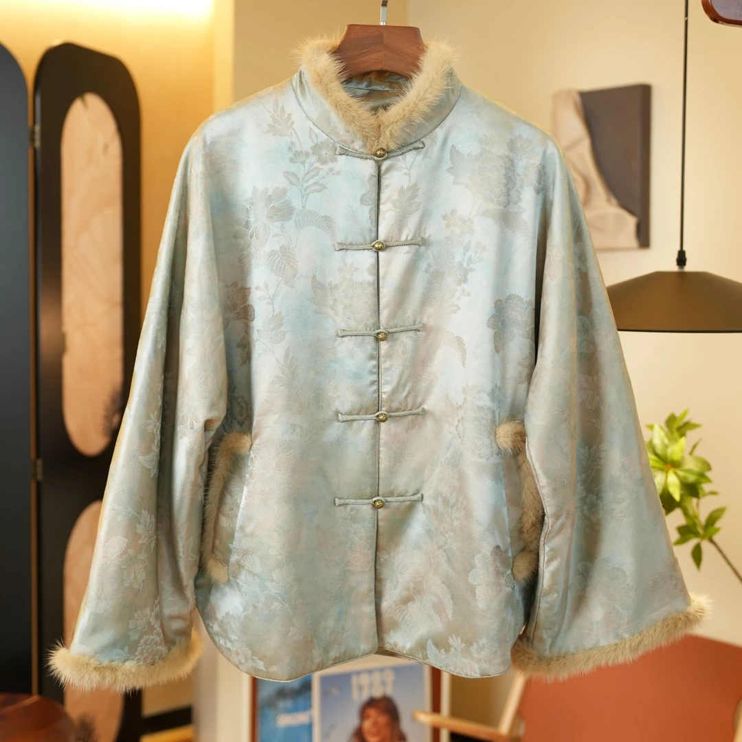 立领棉上衣25320  22姆米提花真丝面料