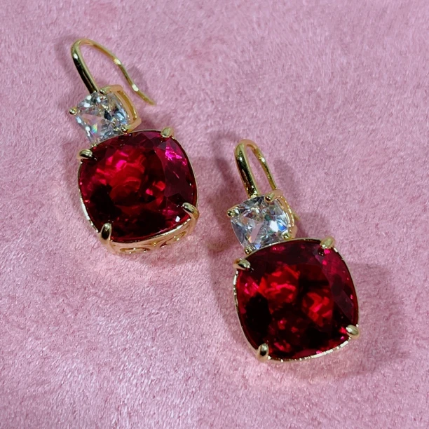 耳饰 【米莱轻奢】精工豪华镶嵌钻饰红耳饰