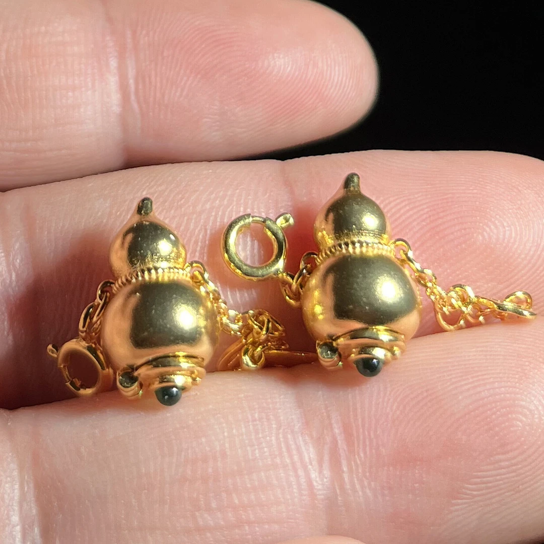 吊坠925银 【2个】古法银葫芦翻盖吊坠不含链FG618