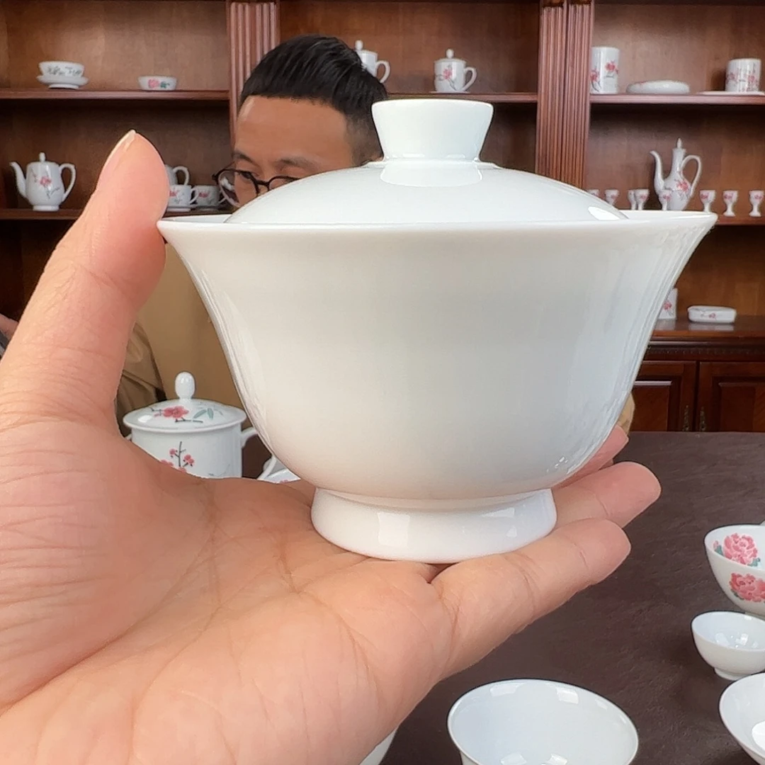 瓷柴窑素胎两才盖碗