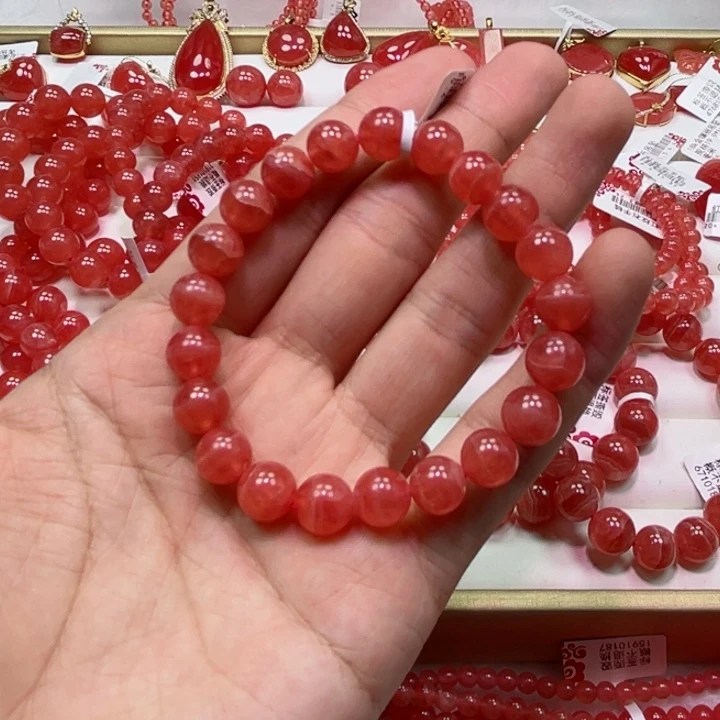 菱锰矿（红纹石）未镶嵌手串