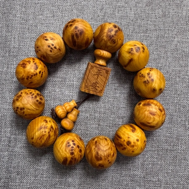 陈化崖柏2.0红料满留疤陈化黄油满留疤男女手串