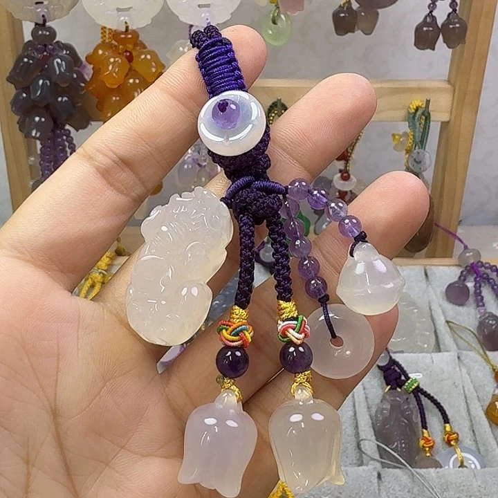 钥匙挂件，紫色款貔貅