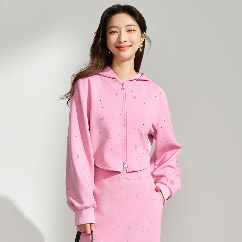 【陈大可专享】DOUBLOVE都市运动风连帽卫衣长袖短外套