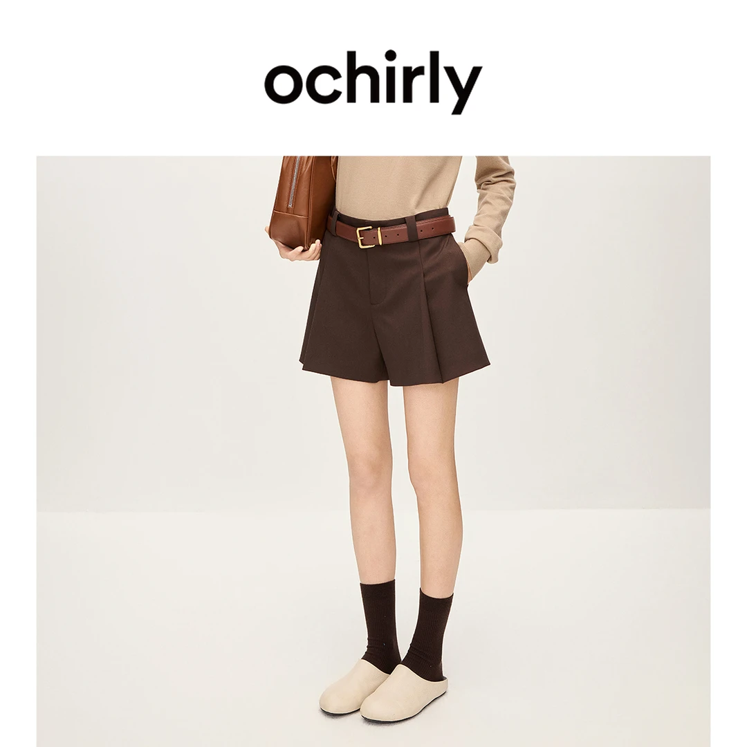 OCHIRLY欧时力立体廓形压褶西装短裤女通勤显瘦高级秋冬气质百搭