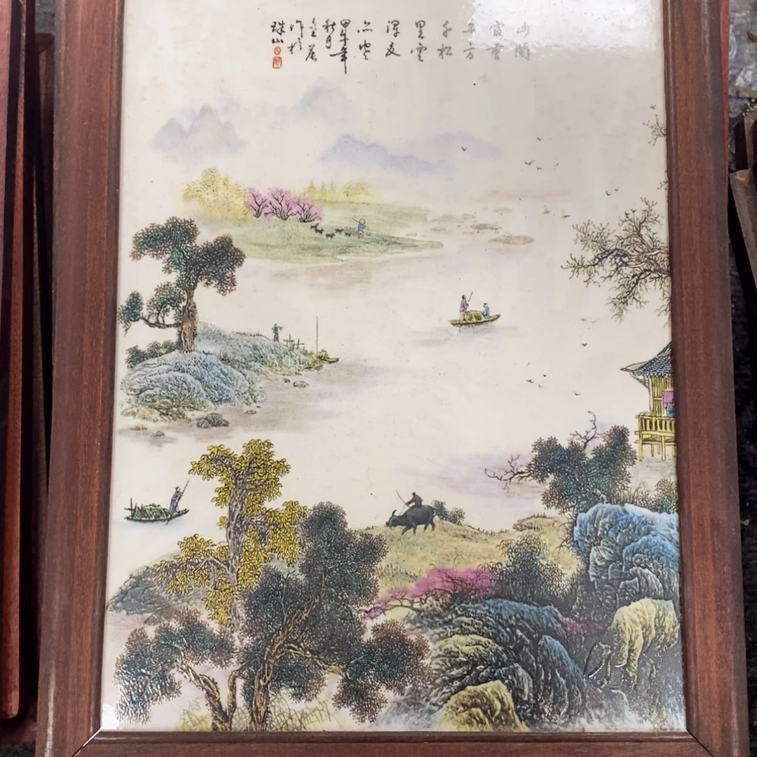 瓷片37*28*1景德镇瓷板画柴窑烧制