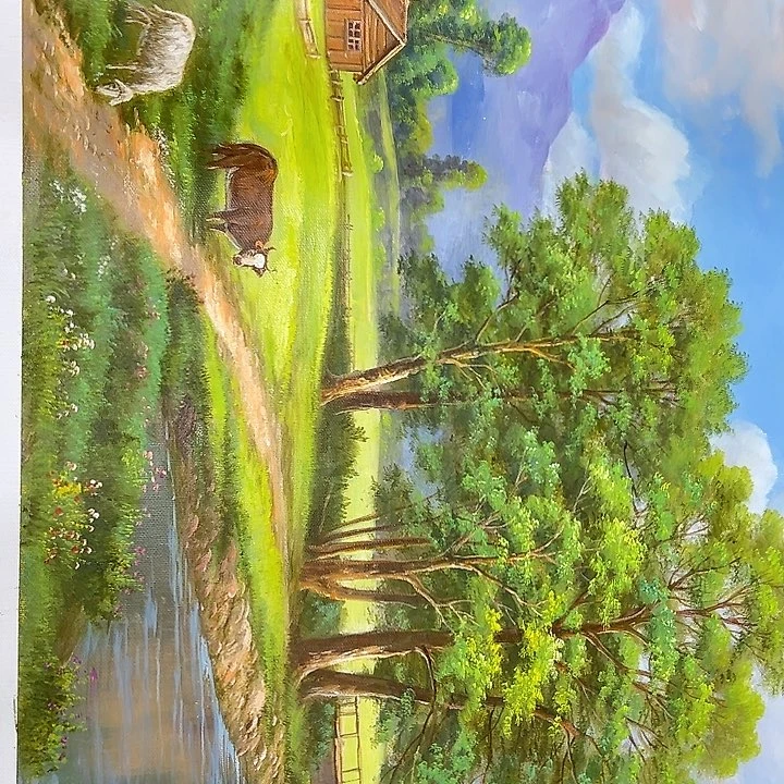 油画恭喜之一仔仔细细