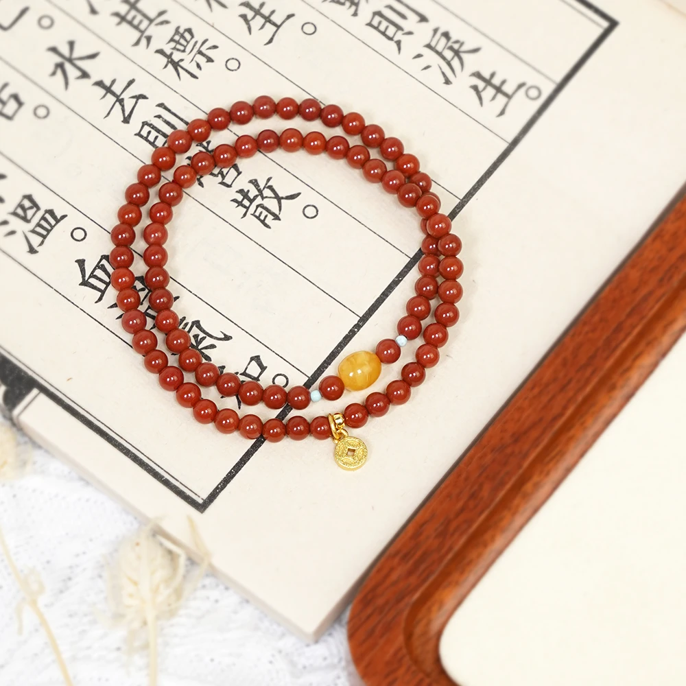 天然川料南红双圈满色满肉精美时尚双圈手串QF-B52（多样性发一）