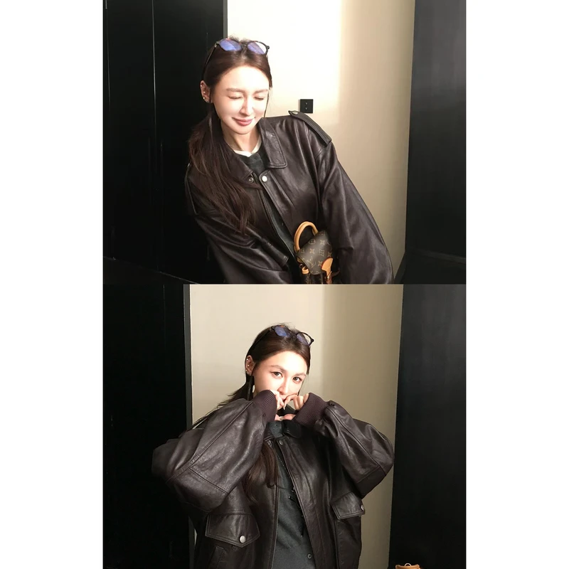 "摩登女王"新西兰进口A级油蜡绵羊皮！柔软兜感真皮衣 酷飒不费力
