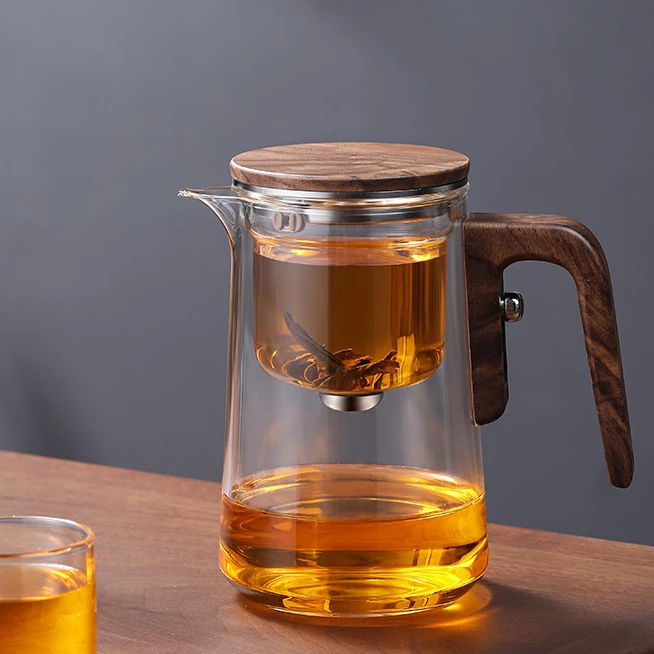 茶方圆轻奢无杆泡茶壶磁吸实木飘逸杯茶具茶水分离泡茶专用茶器