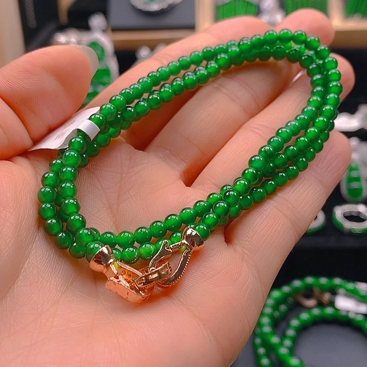 翡翠未镶嵌手链天然A货翡翠珠链卡4