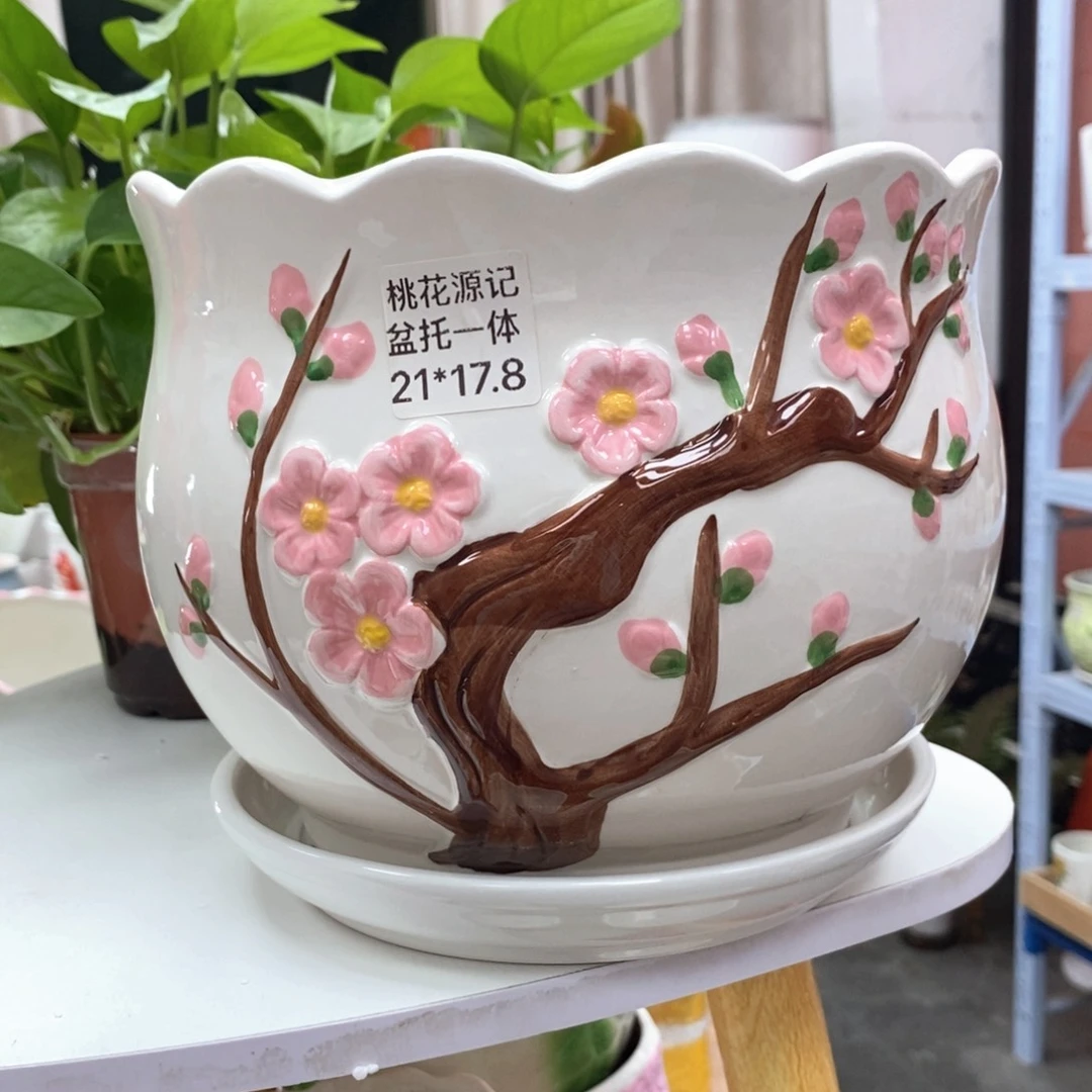 @陶瓷花盆@@特大桃花源记