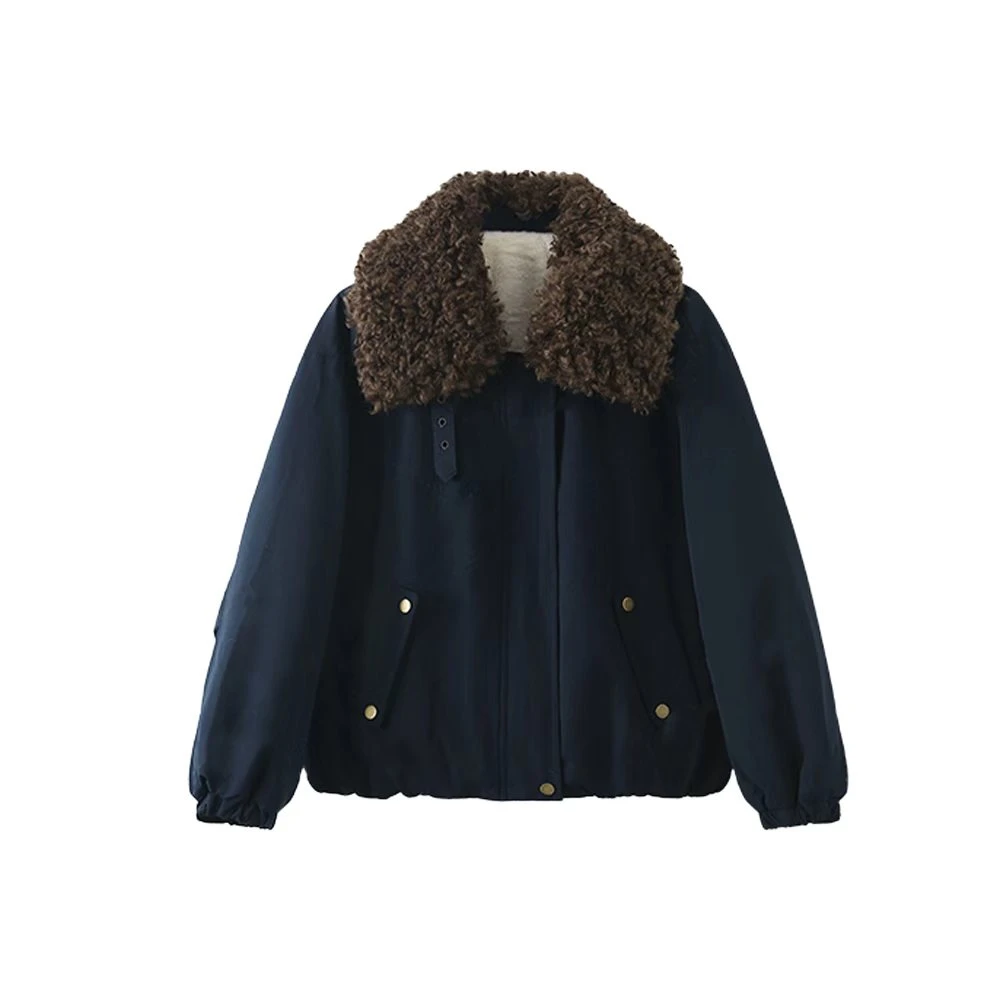 2025年秋冬新款毛毛领加厚时尚短款保暖加绒外套03