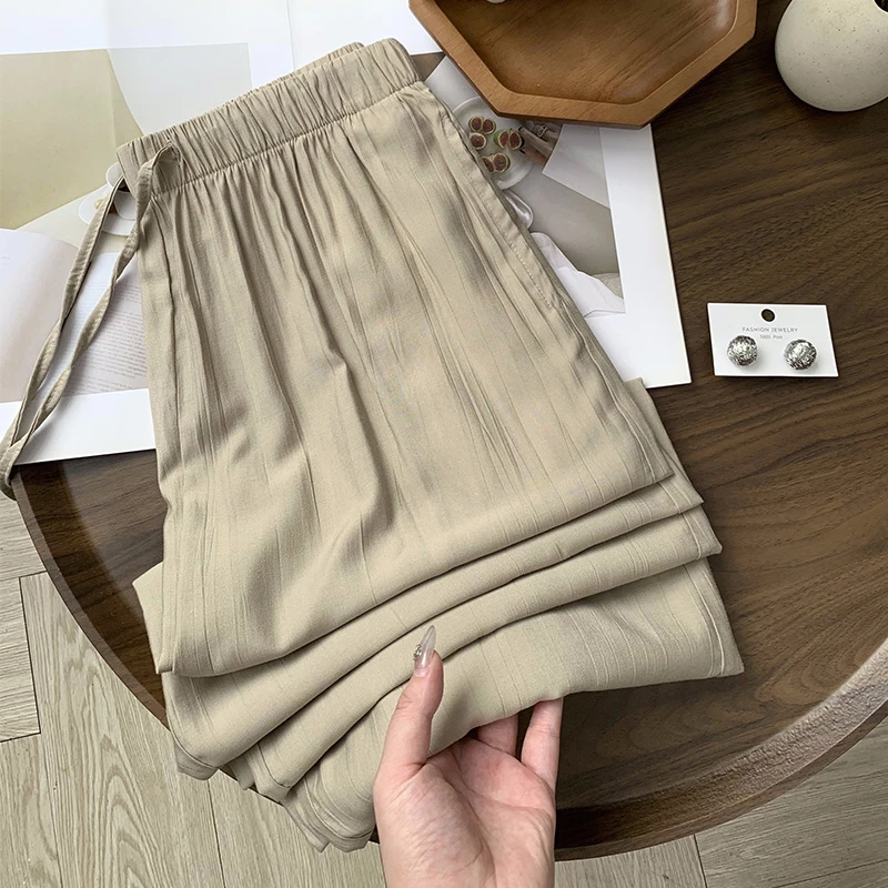 冰丝窄版阔腿裤女夏季2025新款薄款慵懒小个子休闲垂感山本拖地裤