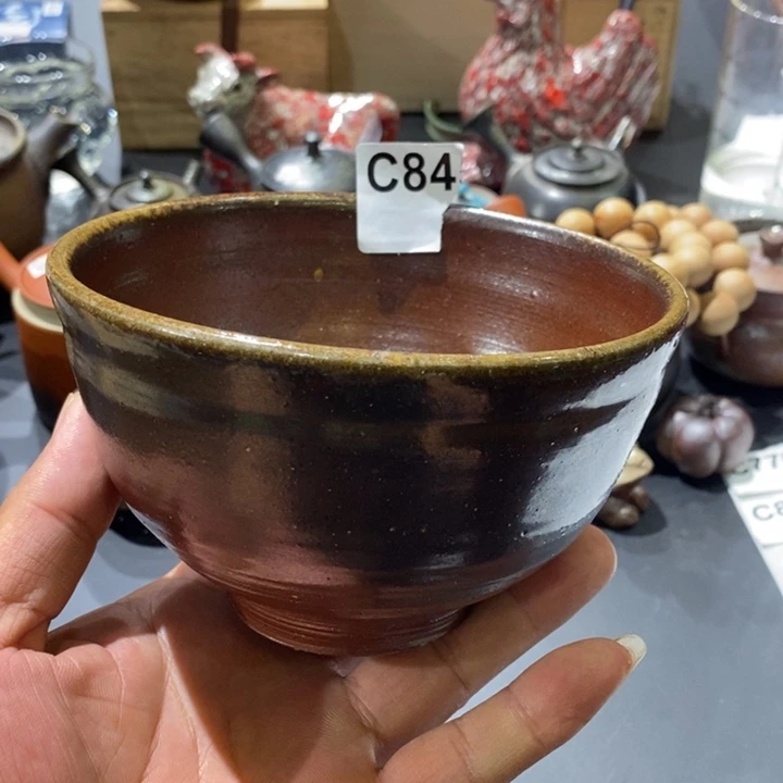 日本备前烧抹茶碗大漏