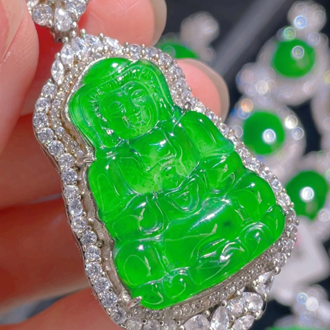 翡翠吊坠(不含链)银S925镶嵌