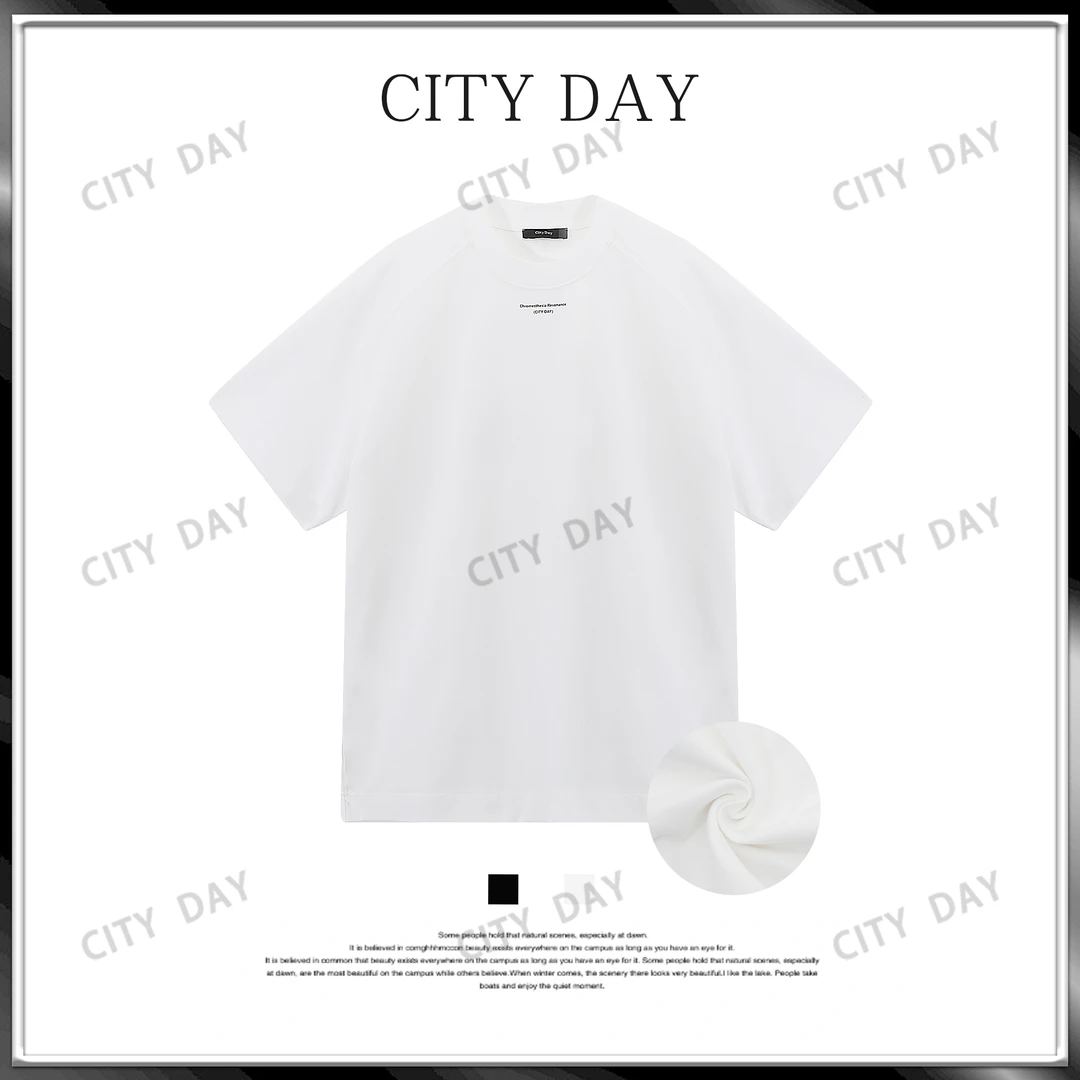 CityDay【楠哥】云端织造局 100棉舒氧柔光液态极简短袖T恤 30086