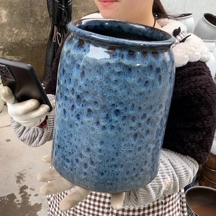 紫砂花盆瑕疵口17高26