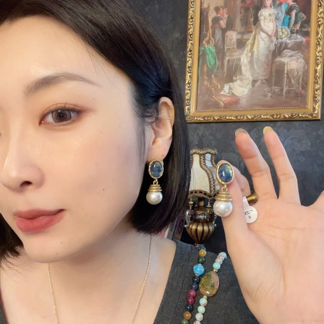 铜合金珐琅925银耳饰15号